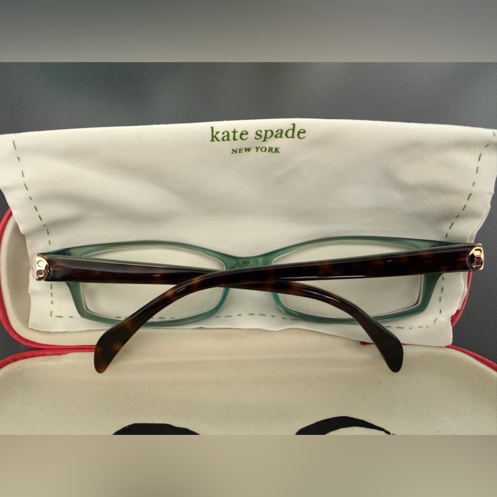 Kate Spade Elizabeth 0JEY brown tortoise teal Italian made eyeglasses frames EUC - Picture 4 of 12